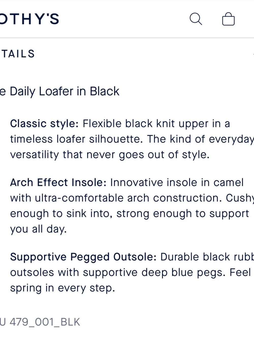 Rothy's Black Knit Slip-On Loafers with Blue Accent